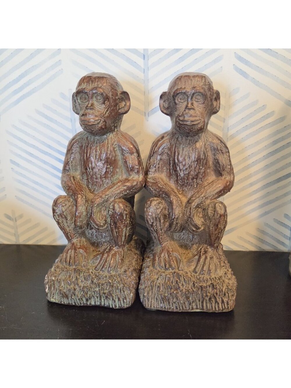 Melannco 7" Sitting Chimpanzee Heavy Monkey Bookends